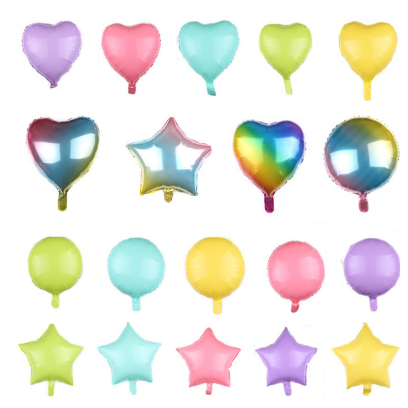 新款18寸圆形马卡龙铝膜气球 五角星 心形马卡龙气球婚庆用品气球