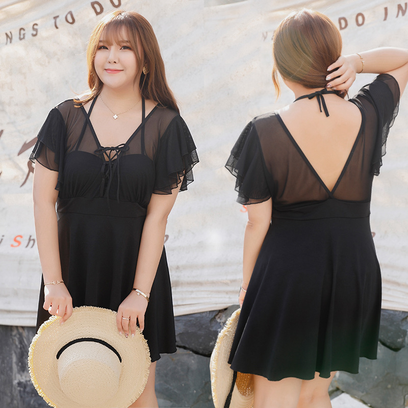 Traje de baño de una pieza para mujer con soporte de acero falda de boxeador conservador pequeño pecho push up traje de baño de aguas termales al por mayor