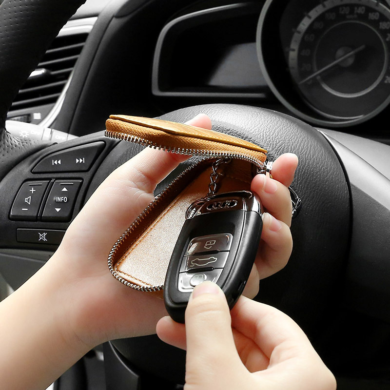 Caso de llave de coche de uso general de cuero genuino coche clave protección cuero caso vintage aceite cera cuero clave Bolsa de Comercio Exterior Venta caliente