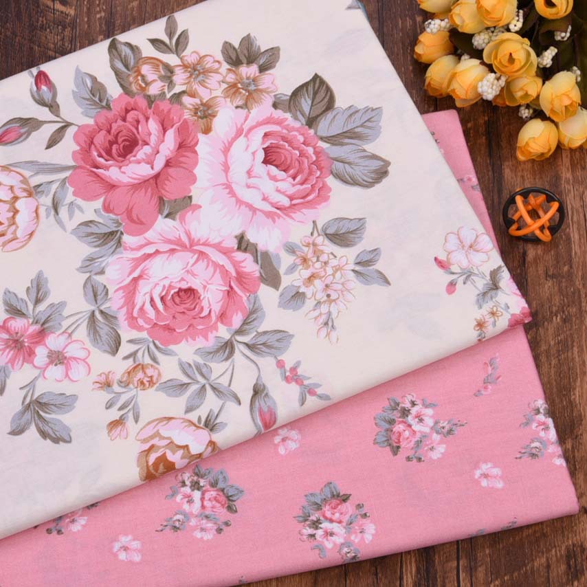 批发供应 全棉斜纹印花布 韩版花卉 Cotton Cloth  1.6米幅宽