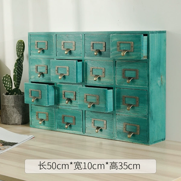 Blue, 16-drawer cabinet