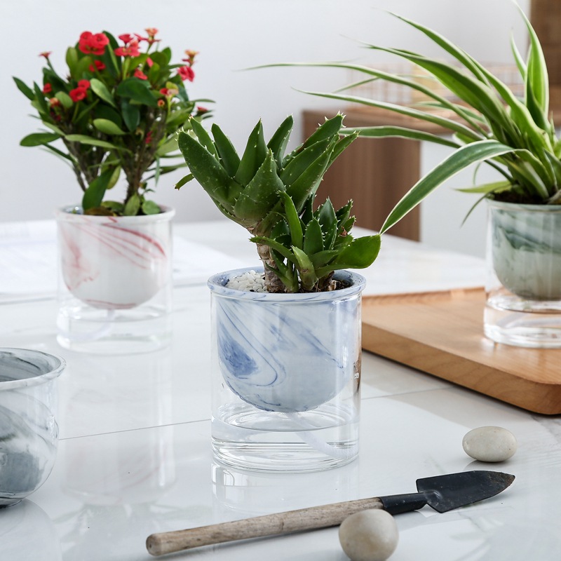 Creative marble ceramic glass flowerpot for home use