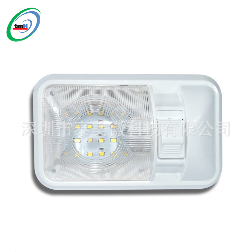 Interruptor de tres vías con lente, luz LED única para autocaravana, coche con interruptor, luz de techo interior, exportación transfronteriza de 12V