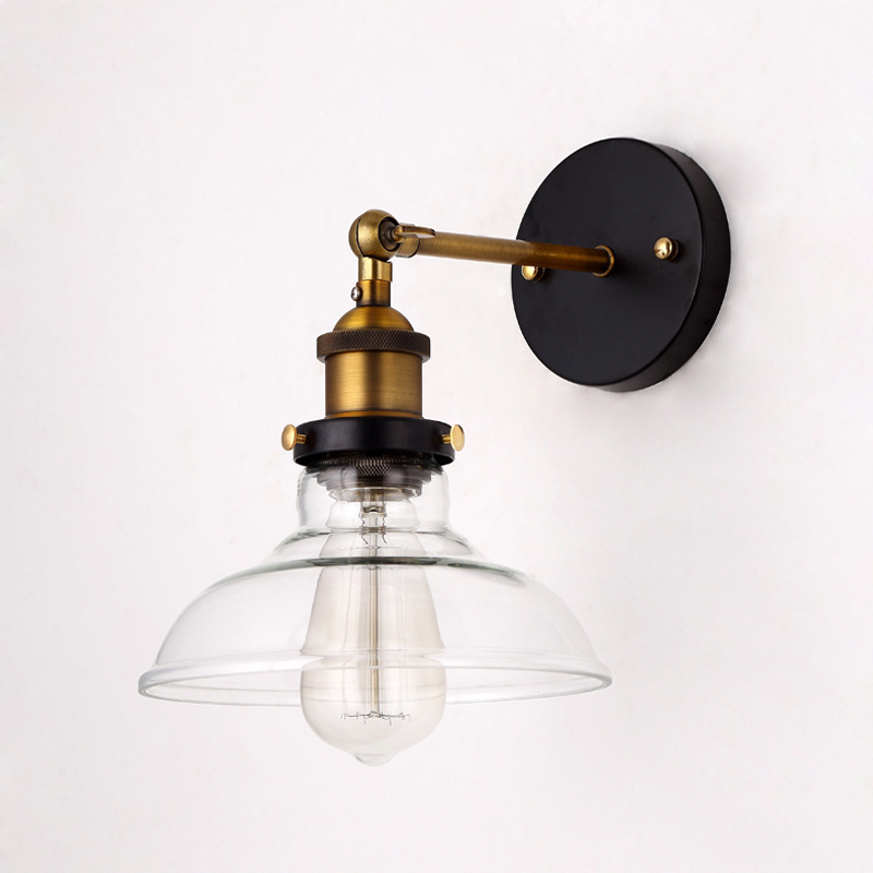 Modern Minimalist Bedside Lamp Cafe Restaurant Bedroom Creative Glass Wall Lamp Retro Indoor American Loft Lamps