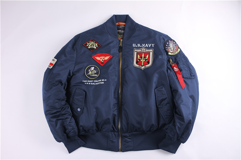 Chaqueta de piloto americano vintage de invierno hombres y mujeres de la Fuerza Aérea pareja abrigo insignia marca de moda MA1 Chaqueta de algodón acolchado
