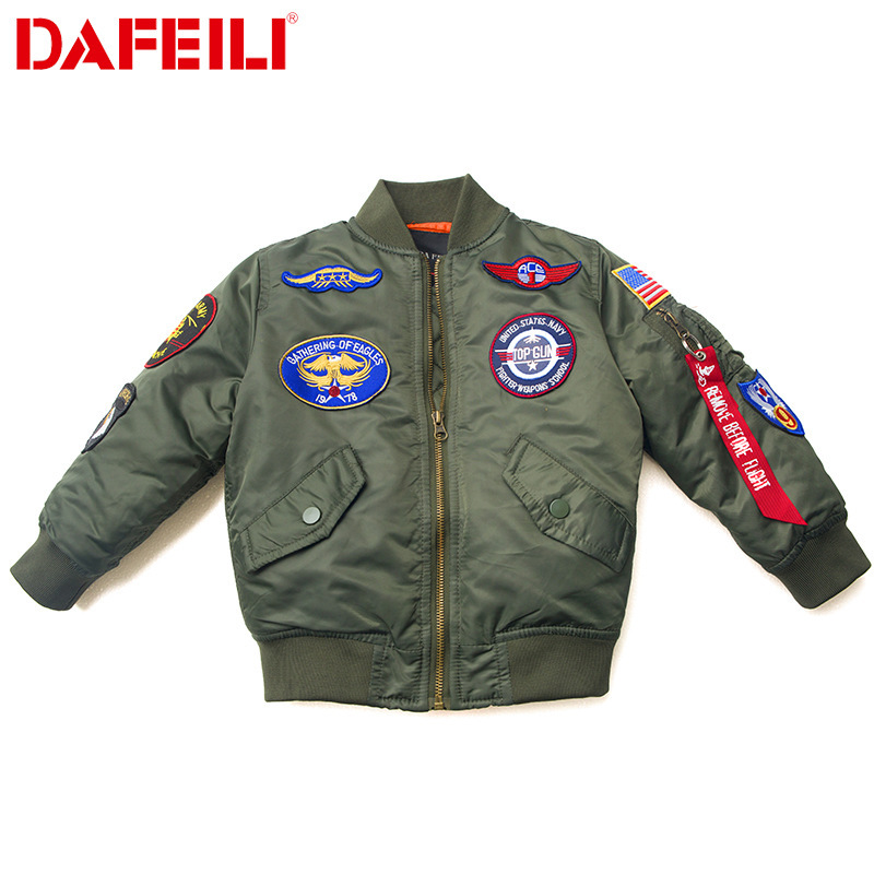 Fashionable Brand American Air Force Children's Clothing for Boys and Girls in Autumn and Winter Quilted Medium and Large Children's Thickeneded Bomber Jacket Cotton Outwear