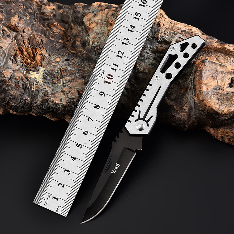 厂家直销不锈钢户外折刀野营求生战术刀水果小刀W45折叠刀折叠式