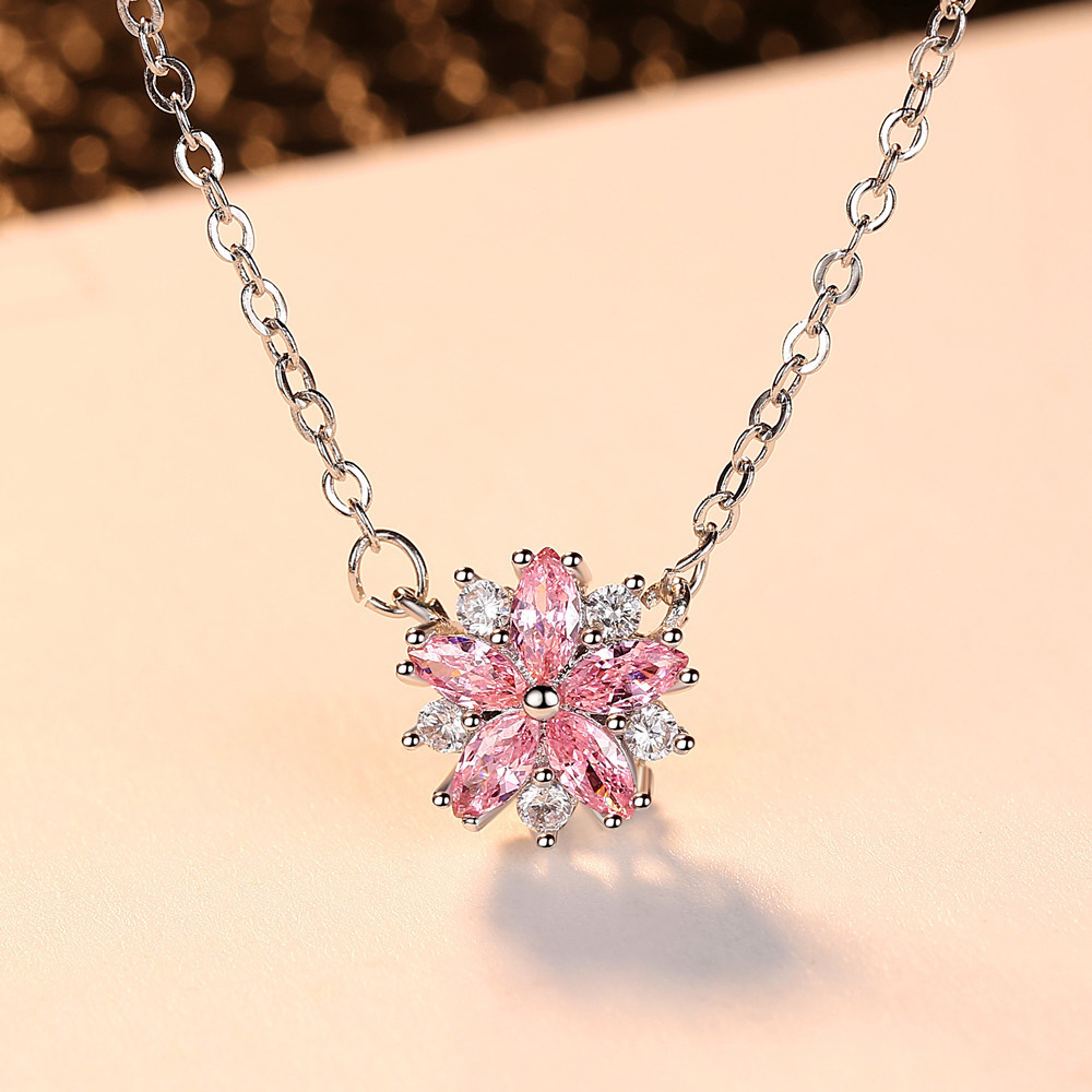 Collar romántico de flor de cerezo con flores rosas para mujer_voghion.com