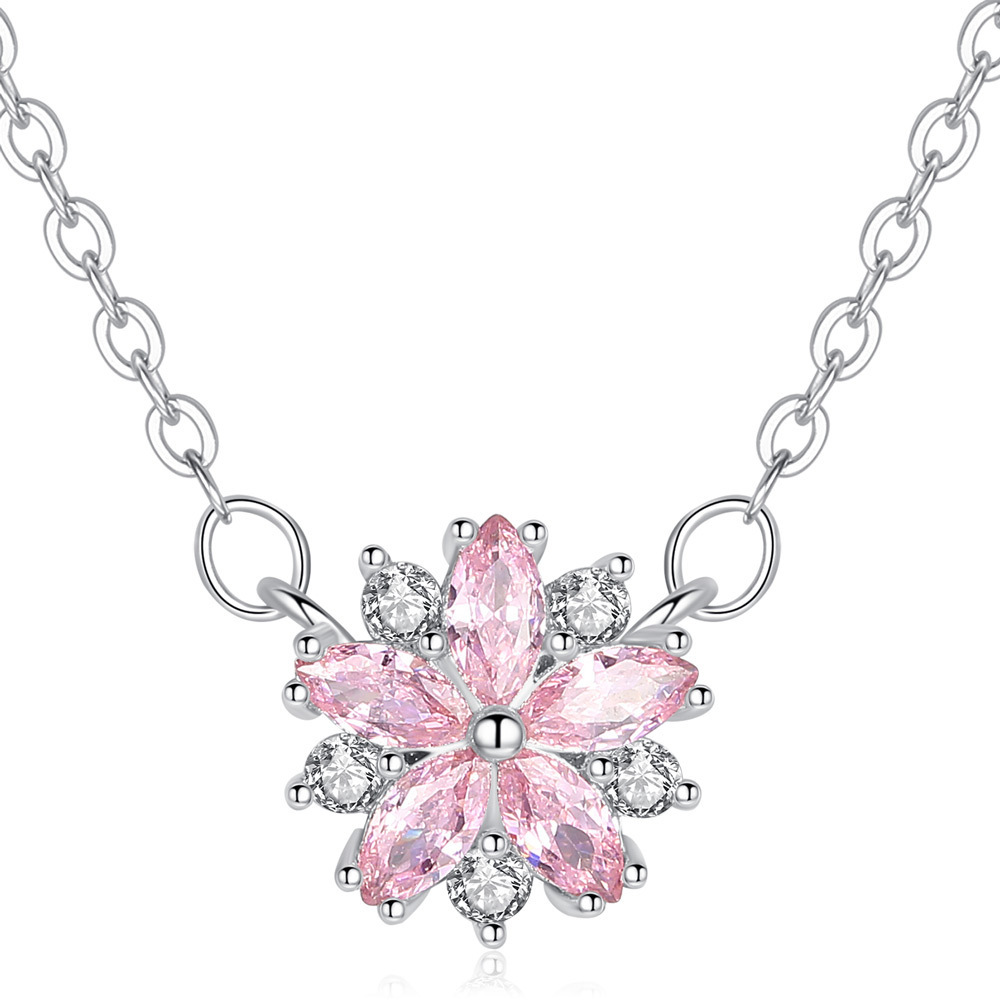 Collar romántico de flor de cerezo con flores rosas para mujer_voghion.com