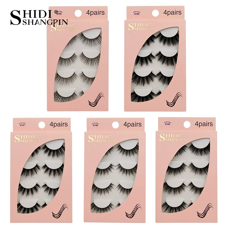 Плотные л lashes Шиди Шоппин, 3D вид лисы, 4 пары, естественные и драматичные стили