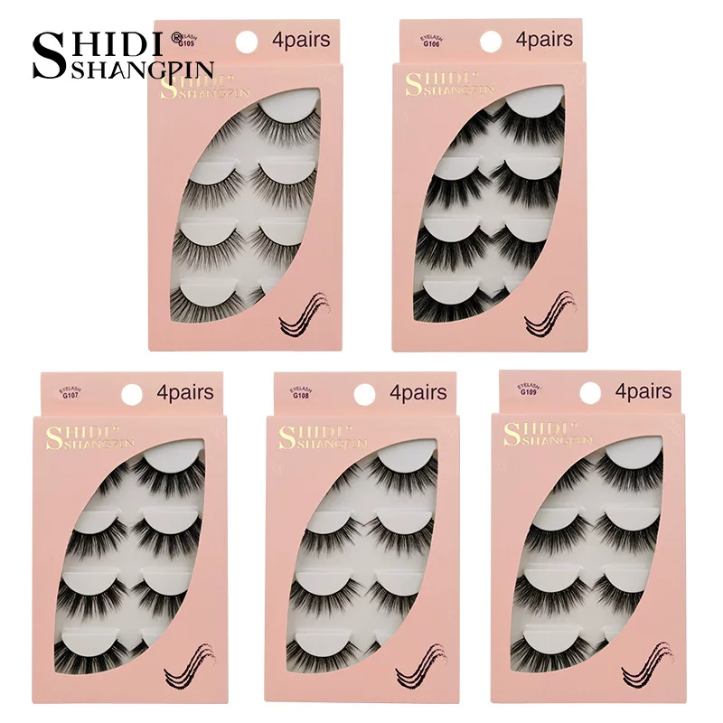Плотные л lashes Шиди Шоппин, 3D вид лисы, 4 пары, естественные и драматичные стили
