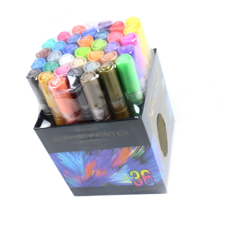 Guangna 1000 a base de agua de 36 colores de acrílico marcador de arte al por mayor marcador textil a base de agua traje de pluma de pintura