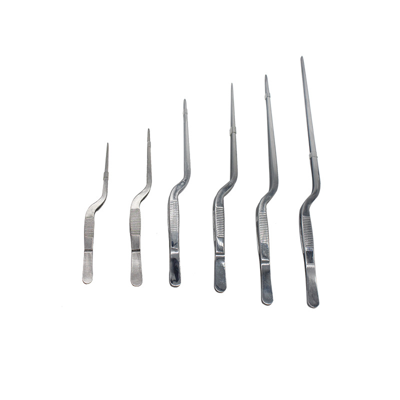 不锈钢枪状镊 采耳工具掏耳屎弯耳朵枪状镊子 耳鼻喉光面镊子