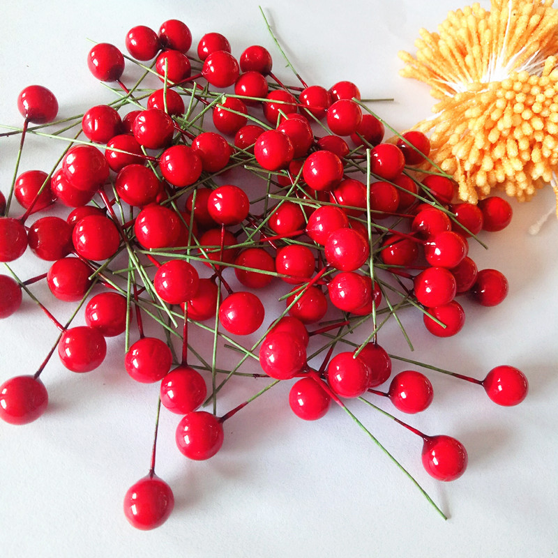 厂家直供现货烛台花环装饰小红果防水仿真浆果10MM