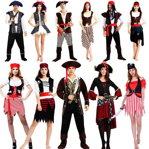 Halloween costume pirate costume foreign trade queen costume Caribbean role play costume couple male Captain Jack Sparrow