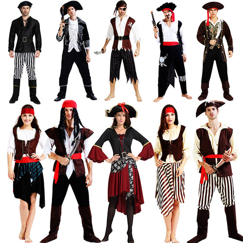 Halloween costume pirate costume foreign trade queen costume Caribbean role play costume couple male Captain Jack Sparrow