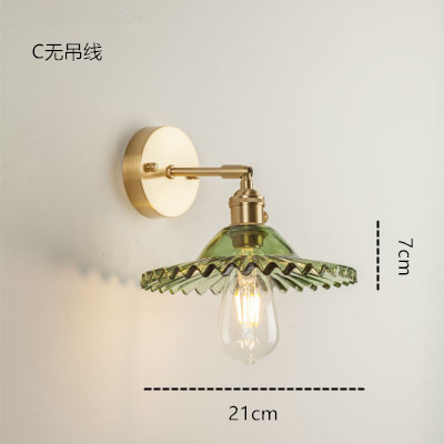 Estilo japonés nórdico latón cristal lámpara de pared creativa dormitorio guardarropa pared de fondo baño LED espejo lámpara frontal