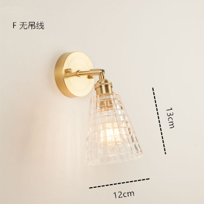 Estilo japonés nórdico latón cristal lámpara de pared creativa dormitorio guardarropa pared de fondo baño LED espejo lámpara frontal