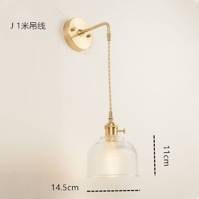 Estilo japonés nórdico latón cristal lámpara de pared creativa dormitorio guardarropa pared de fondo baño LED espejo lámpara frontal