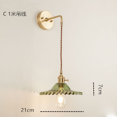 Estilo japonés nórdico latón cristal lámpara de pared creativa dormitorio guardarropa pared de fondo baño LED espejo lámpara frontal