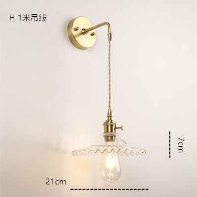 Estilo japonés nórdico latón cristal lámpara de pared creativa dormitorio guardarropa pared de fondo baño LED espejo lámpara frontal