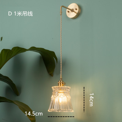 Estilo japonés nórdico latón cristal lámpara de pared creativa dormitorio guardarropa pared de fondo baño LED espejo lámpara frontal