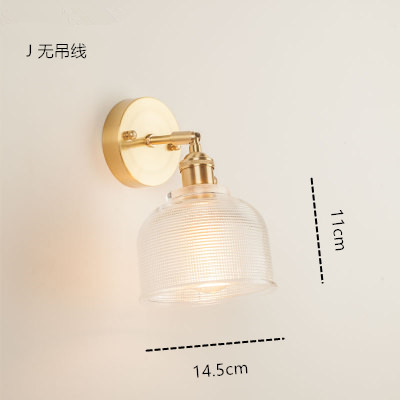 Estilo japonés nórdico latón cristal lámpara de pared creativa dormitorio guardarropa pared de fondo baño LED espejo lámpara frontal