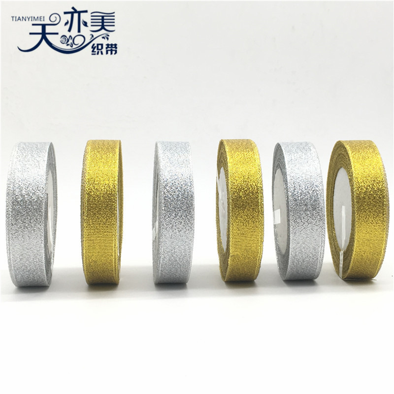 0,3-3,8 cm cebolla de oro y plata con caja de regalo de dulces cinta de metal decorativo pastel de hornear cinta de embalaje