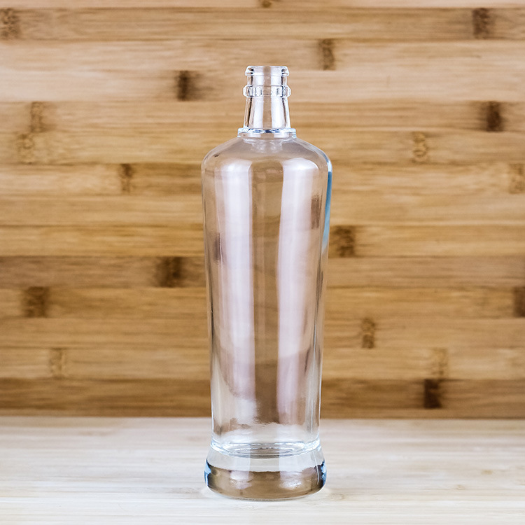 高档制作logo750ml牙口圆形保健酒玻璃空瓶 厂家批发晶白料白酒瓶