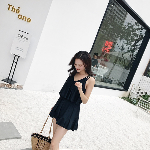 2024 New Women's One-Piece Swimsuit, Dress Style Fairy-like, Stomach Covering, Slimming, Sexy Korean Instagram Style Hot Spring Swimsuit