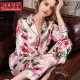 High-end color fashion silk pajamas women's spring and autumn 100% mulberry silk long sleeve trousers split suit summer T8189