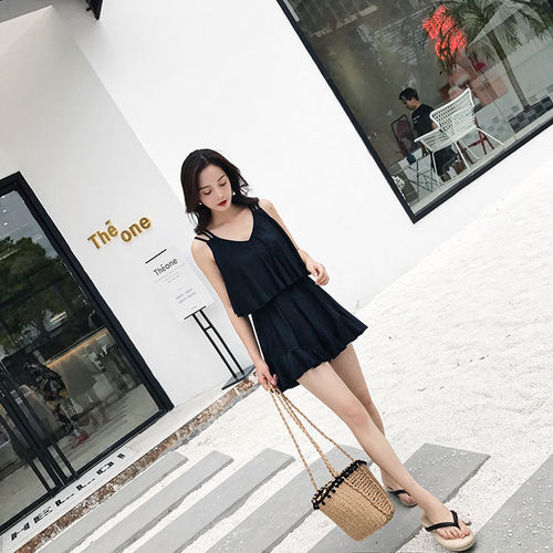 2024 New Women's One-Piece Swimsuit, Dress Style Fairy-like, Stomach Covering, Slimming, Sexy Korean Instagram Style Hot Spring Swimsuit