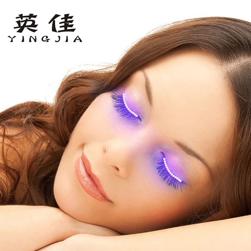 Venta al por mayor LED luminoso pestañas falsas Halloween párpado doble pegatinas discoteca fiesta creativo hecho a mano lámpara de pestañas falsas