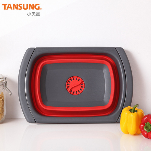 Creative foldable water basin portable outdoor folding water basin drain basket picnic water basin with water leakage function basin