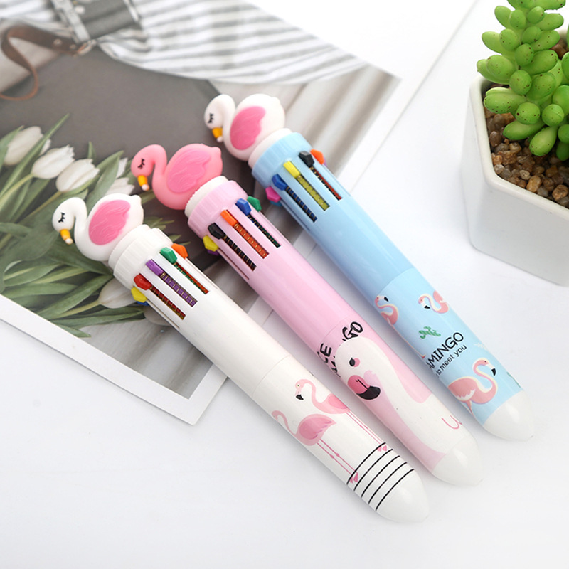cartoon multicoloured ballpoint pen for students