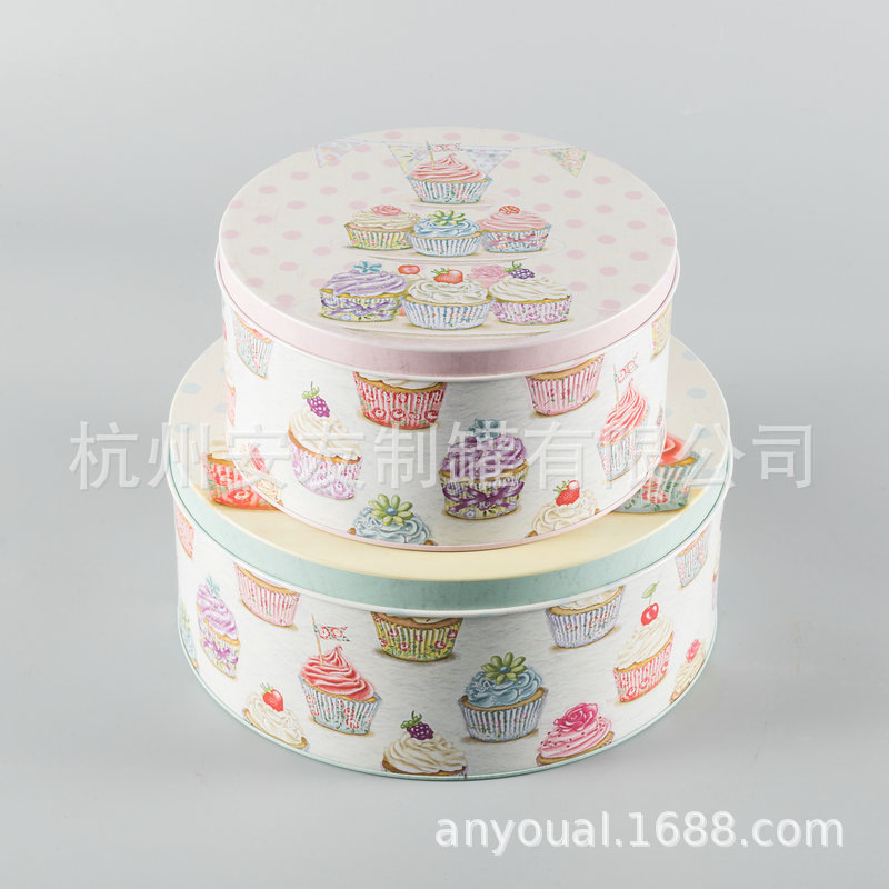 马口铁收纳盒 网红蛋糕铁罐 厂家蛋糕圆罐铁盒开窗盒可印LOGO