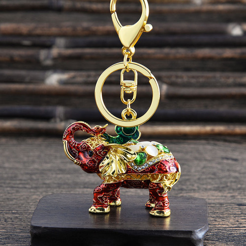 New creative three-dimensional elephant car keychain metal pendant souvenir small gift accessories manufacturer wholesale