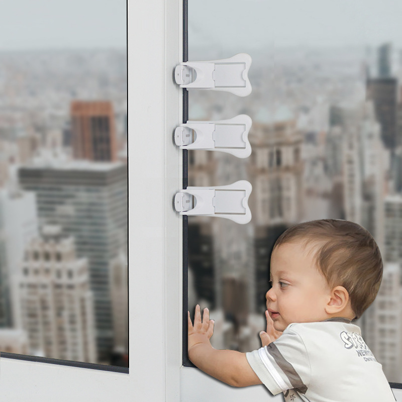 Child safety lock sliding door sliding window sliding cabinet door safety lock buckle slide rail door lock anti-child push-pull door lock