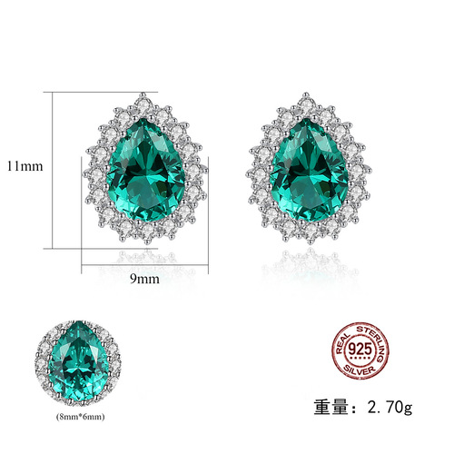 PAG&MAG European and American personalized earrings S925 silver earrings for women drop gemstone earrings fashionable and elegant jewelry