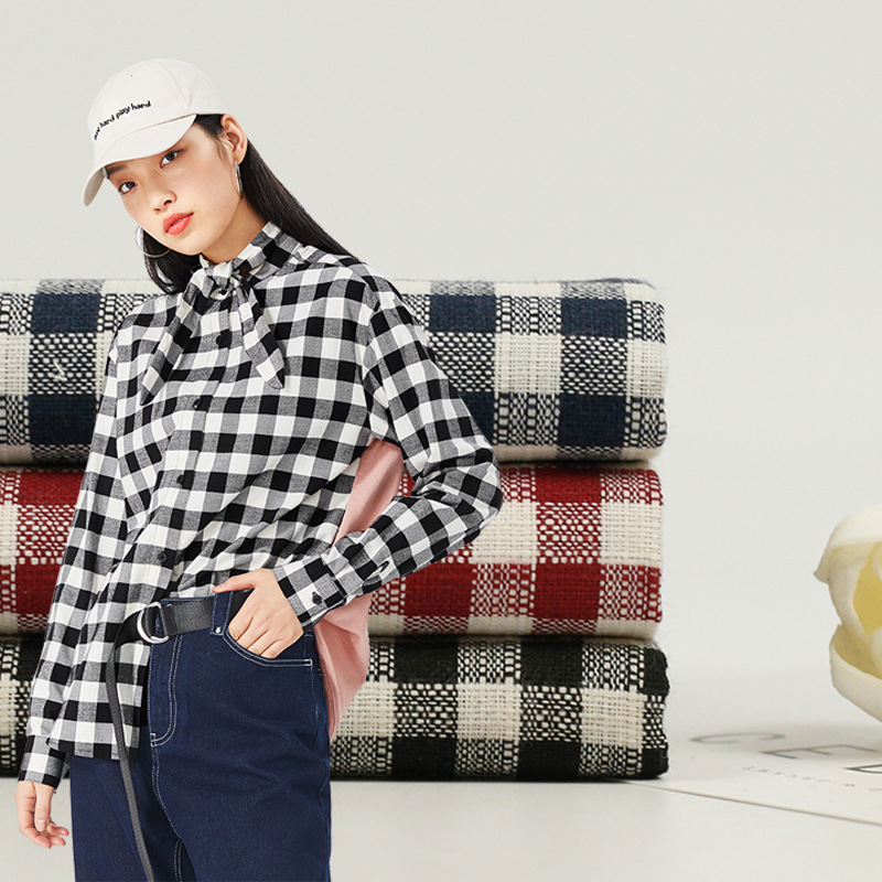 厂家直供 色织格子布 竹节朝阳格 童装色织衬衫面料服装面料现货