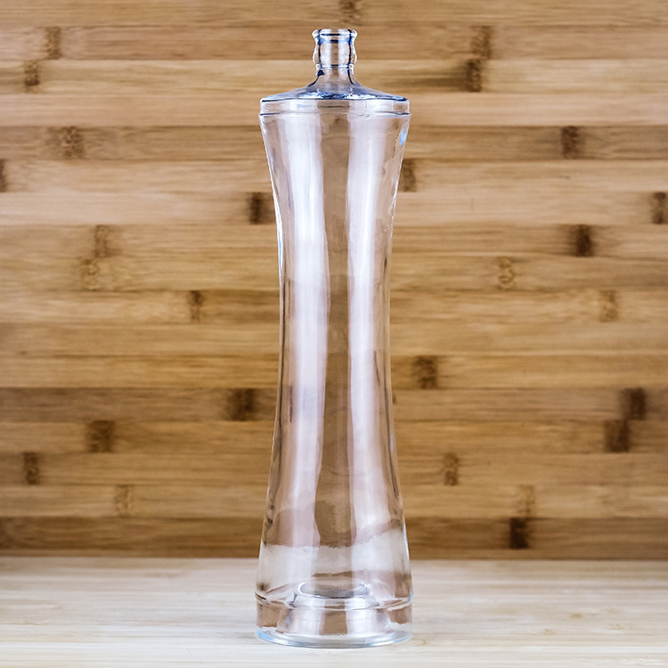 厂家生产1000ml圆形细腰矿泉水饮料洋酒透明玻璃瓶 2斤装白酒瓶