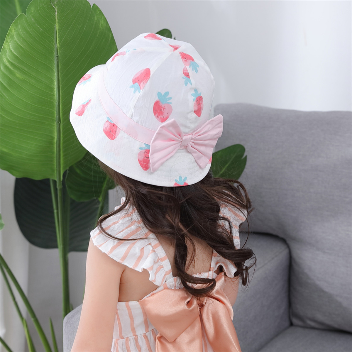 Baiyan Big Strawberry Bow Children Spring and Summer Hat Hat Hat…