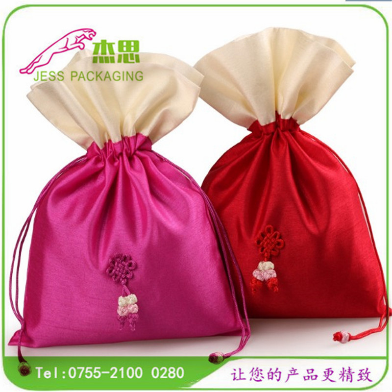 设计新款丝绸布精美黄金珠宝首饰收纳包批发礼品束口袋量大从优