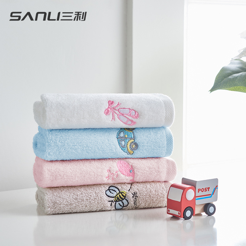 Sanli Towel Pure Cotton Small Square Towel Embroidered Small Square Towel Children's Face Towel Untwisted Pure Cotton Towel Gift Sanli Towel Pure Cotton Small Square Towel Embroidered Small Square Towel Children's Face Towel Untwisted Pure Cotton Towel Gift