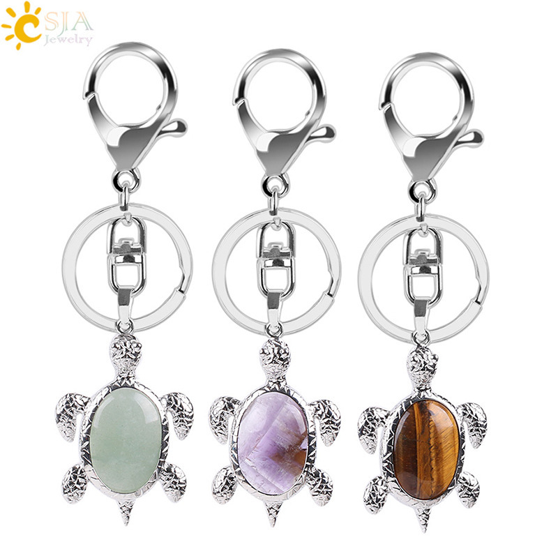 Neutral creative jewelry natural stone crystal rich turtle key chain key chain