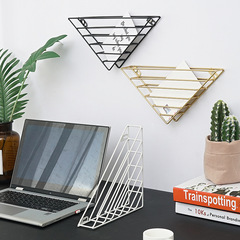 北歐鐵藝壁掛書架壁飾繪本架雜誌架簡約辦公室上牆資料收納置書架