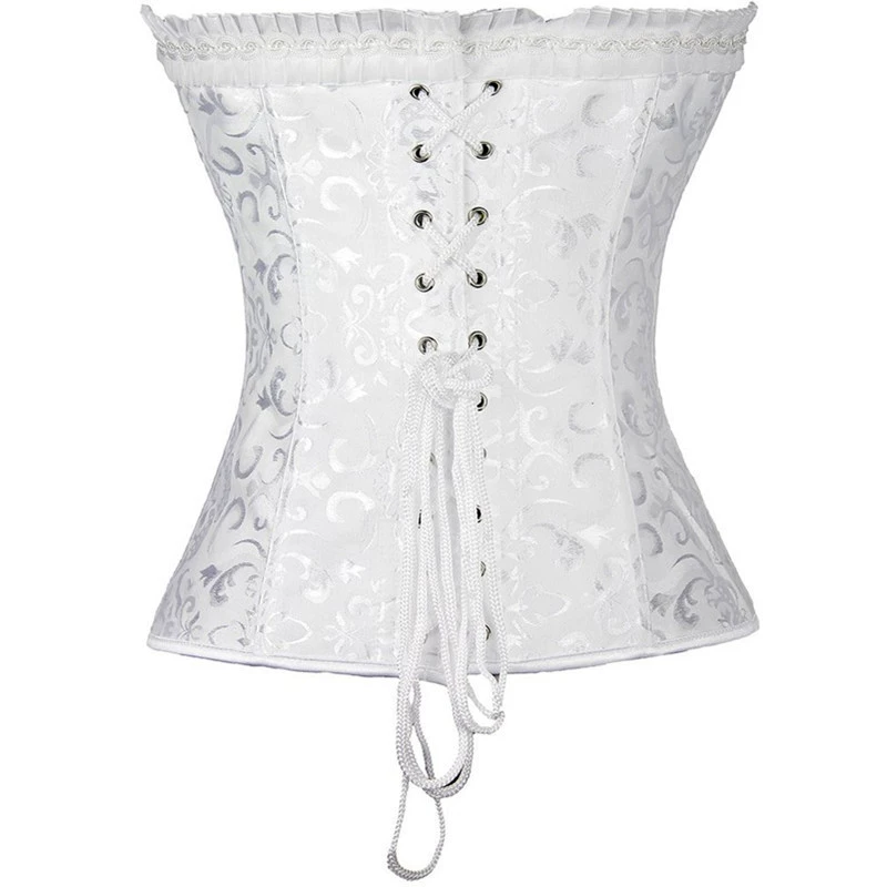 Steel-Boned Waist Cincher Corset, Women, Brocade Satin, Sizes S–6XL, Front Busk