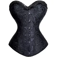 Steel-Boned Waist Cincher Corset, Women, Brocade Satin, Sizes S–6XL, Front Busk
