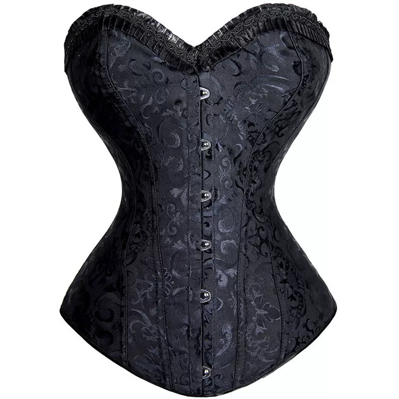 Steel-Boned Waist Cincher Corset, Women, Brocade Satin, Sizes S–6XL, Front Busk
