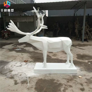 玻璃钢雕塑抽切面抽象几何动物鹿雕塑户外园林景观美陈装饰摆件